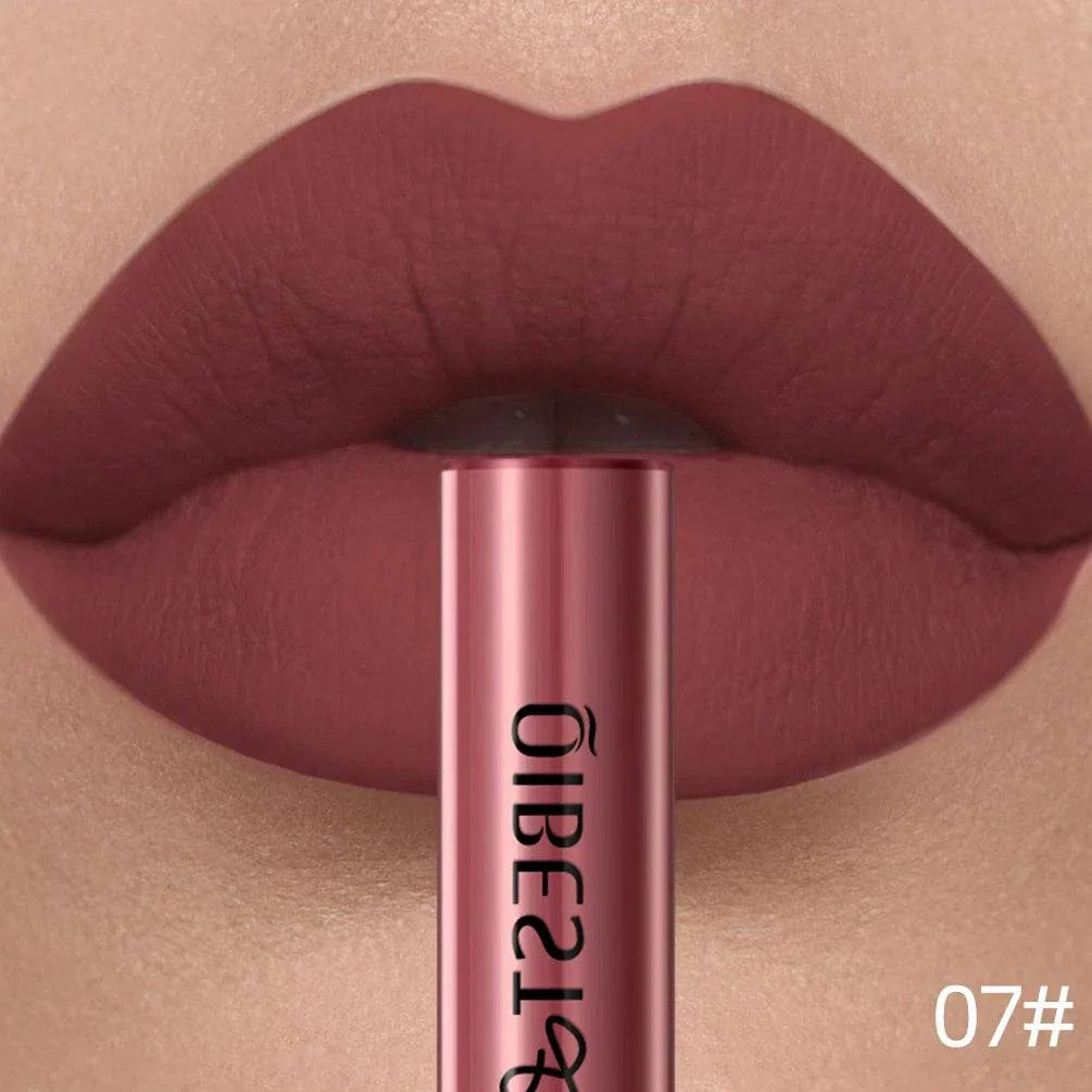 Rossetto liquido opaco lunga durata colore nude marrone applicatore in tubo