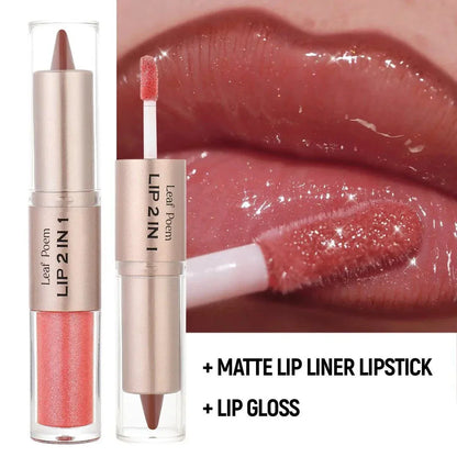 penna per labbra sfumata conica 2IN1 effetto opaco marrone nudo con lucidalabbra impermeabile e trucco antiaderente