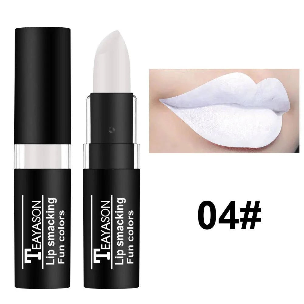 Rossetto nudo opaco TEAYASON colore 04 bianco, effetto impermeabile e lunga durata per labbra vellutate.