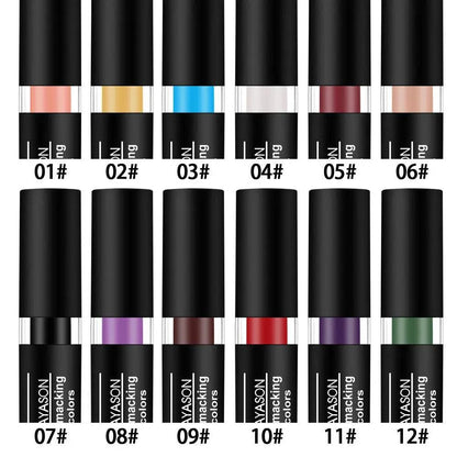 Set rossetti nudi opachi 12 colori con finitura lunga durata e impermeabile