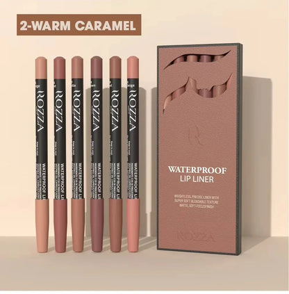 Set di matite labbra impermeabili opache tono Warm Caramel con confezione elegante